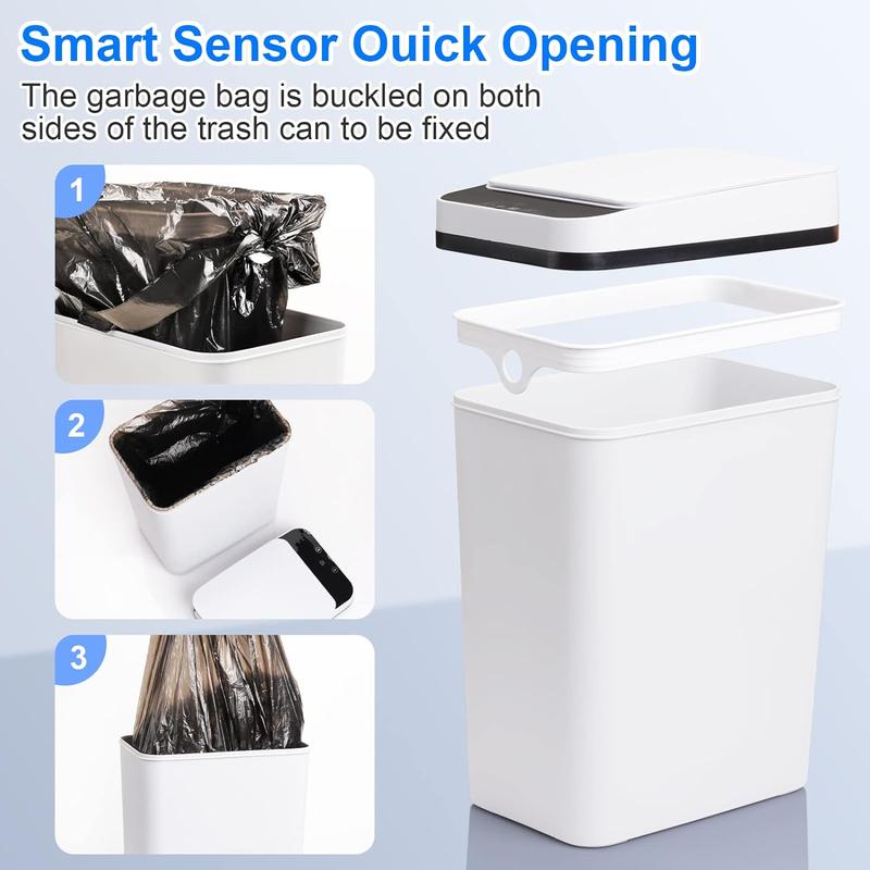 Bathroom  Touchless Trash Can 2.2 Gallon Automatic Motion Sensor Rubbish Can with Lid Electric Narrow Small Garbage Bin for Kitchen, Office, Living Room, Toilet, Bedroom, RV