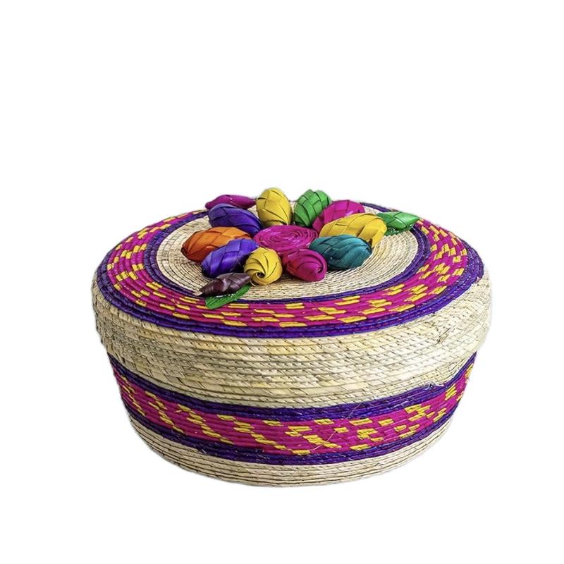 2-Pack Genuine Mexican Handwoven Tortilla Basket, Fiesta Mexican Tortilla Warmer, Tortilla Holder, Tortillero, Palm Straw Baskets Handmade in Mexico, Mexican Bowls