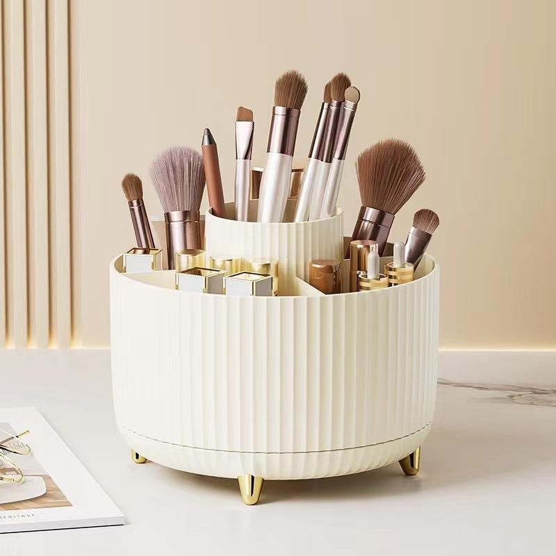 360° Rotatable Makeup Brush Holder, Makeup Brush Storage Box, Desktop Makeup Organizer, Stationery Storage Box for Home Office