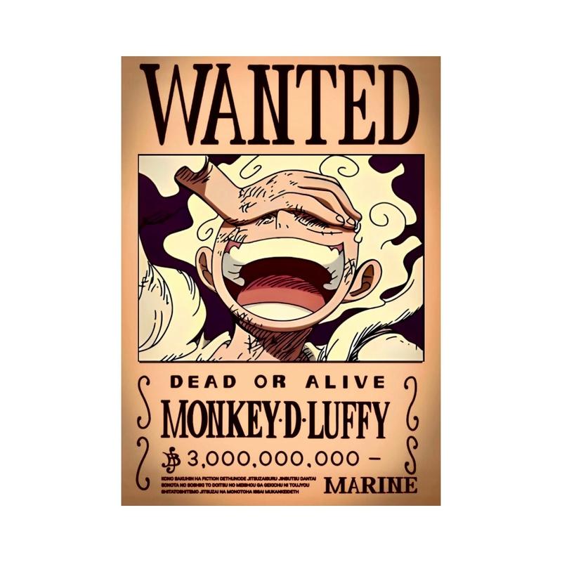 Luffy Wanted Poster Anime Room Decor, One Piece, Straw Hat Pirates, Hanging Pack Adventure