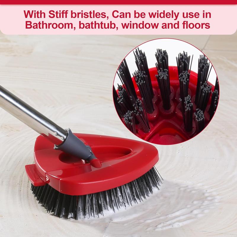 Scrub Brush, Spin Mop Scrub Brush Head Replacement + Refill Base Compatible with 1-Tank System, Hard Bristles Floor Scrubber, Tub & Tile Cleaning Brush for Bathroom, Kitchen, Patio