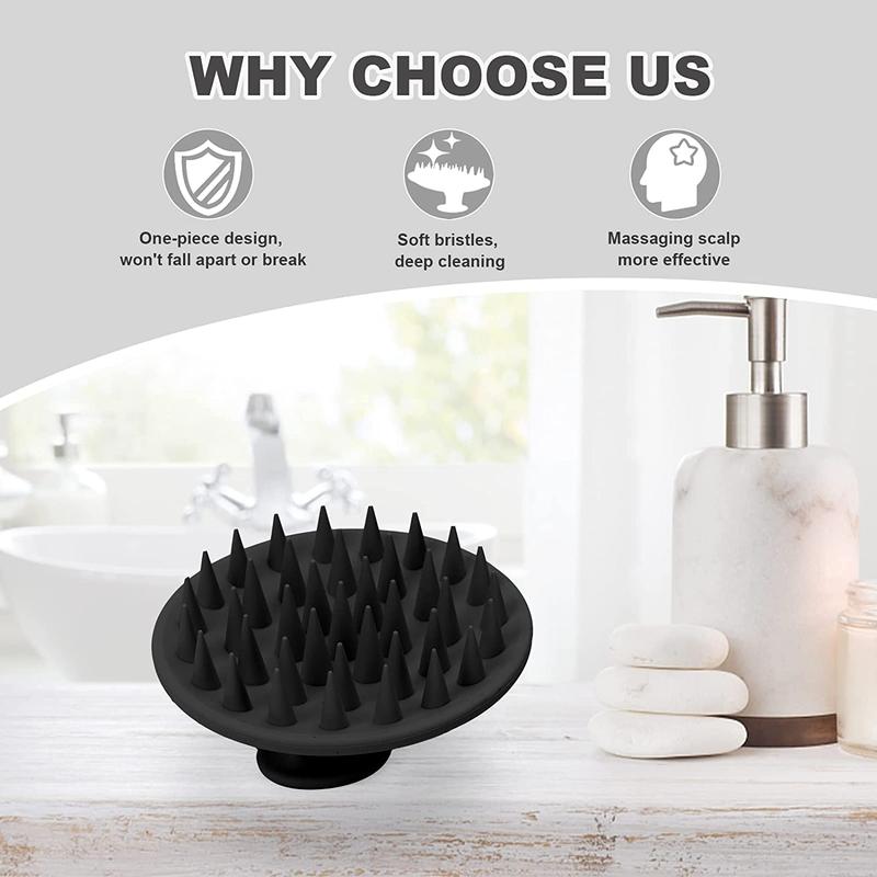 Silicone Scalp Massager Shampoo Brush, Scalp Brush for Hair Growth & Dandruff Removal, Hair Scrubber Scalp Stimulator Exfoliator Brush with Soft Bristles for Wet Dry Scalp Care (Black) Meartchy