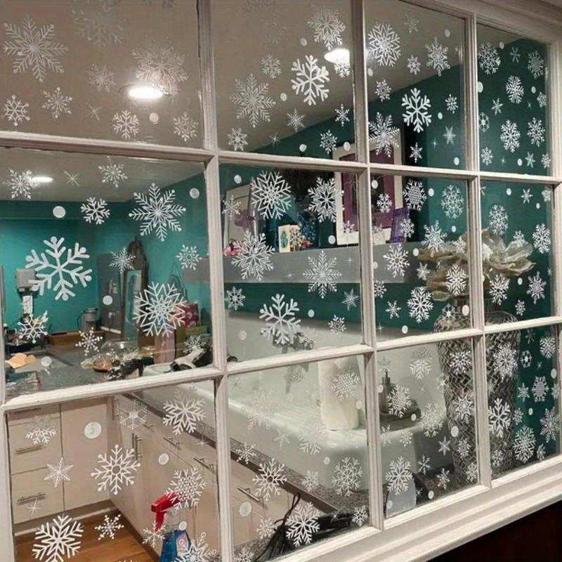 Christmas Snowflake Pattern Window Sticker, 4 Sheets Snowflake Window Decals, Window Decorative Sticker for Home Party Festival, Home Decor