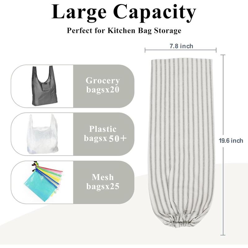 Plastic Bag Holder, Wall Mount Grocery Bag Holder, Reusable Trash Bag Organizer for Home Kitchen Pantry Decor (Grey)