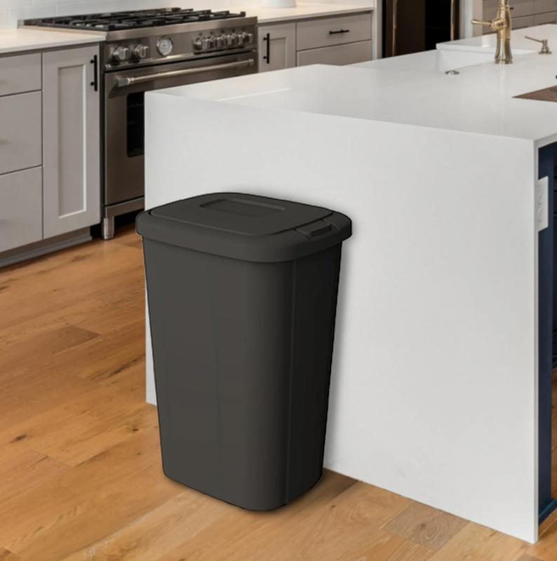 13.3 Gallon Trash Can, Plastic Touch Top Kitchen Trash Can, Black