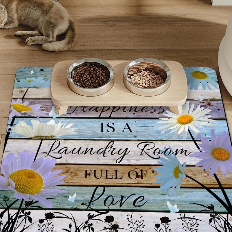 Daisy Wall Washer Dryer Dust Cover Mat For Top Butterfly Washing Machine Dust Cover Pad Fast Drying Absorbent Mat Top Protector Mat for Kitchen Laundry Room (Daisy Butterfly, 23.6 x 19.7