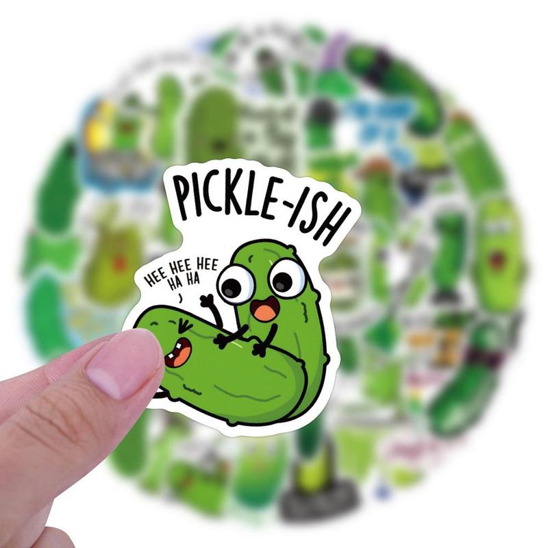 Cartoon Pickle Pattern Sticker, 60pcs set Funny Cartoon Pickle Graffiti Sticker for Christmas Gift, DIY Decoration for Luggage Skateboard Bicycle Water Bottle