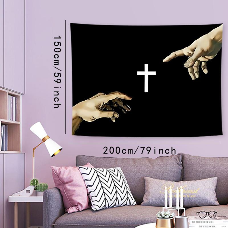 Cross Jesus Pattern Tapestry, 1 Count Aesthetic Wall Hanging Decor, Wall Art for Home Living Room Bedroom Office Dormitory Decor, Boyfriend Gift