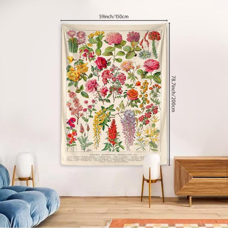 Floral Wall Tapestry, 1 Count Summer Home Decor Hanging Aesthetic Bohemian Wall Hanging Tapestry, Wall Art Decoration for Living Room Dorm Bedroom Decor