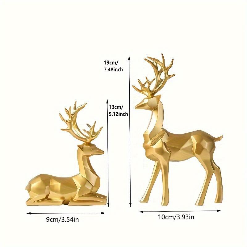 Reindeer Figurine Set, 2 Counts set Versatile Resin Decor for Home & Office, Perfect for Desk, Bookshelf, Or Living Room Display