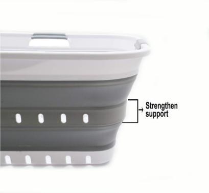 42L (11 gallon) Collapsible Plastic Laundry Basket - Foldable Pop Up Storage Container Organizer - Space Saving Hamper Basket (1, White Grey)