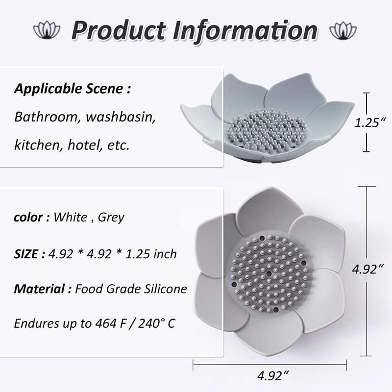 Silicone Soap Dishes with Draining - 2 Pack for Shower, Sink, and Bathtub. Extend Soap Life.