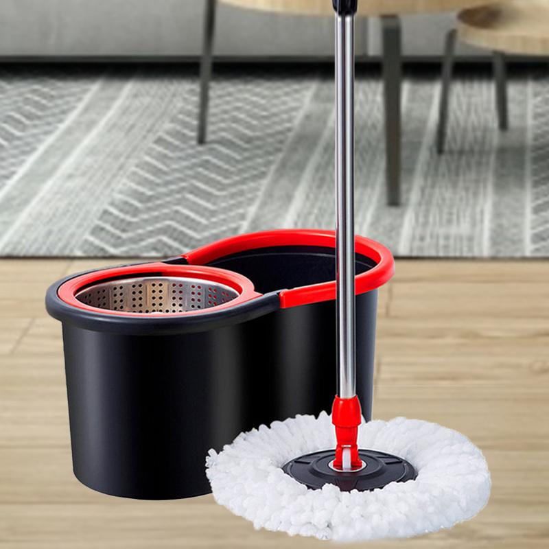 Mop and Bucket with Wringer Set, loo cleaner，360º Spin with Microﬁber Technology, Height Adjustable Handle, Kitchen Mop Floor Wet and Dry Use, Floor Cleaning System