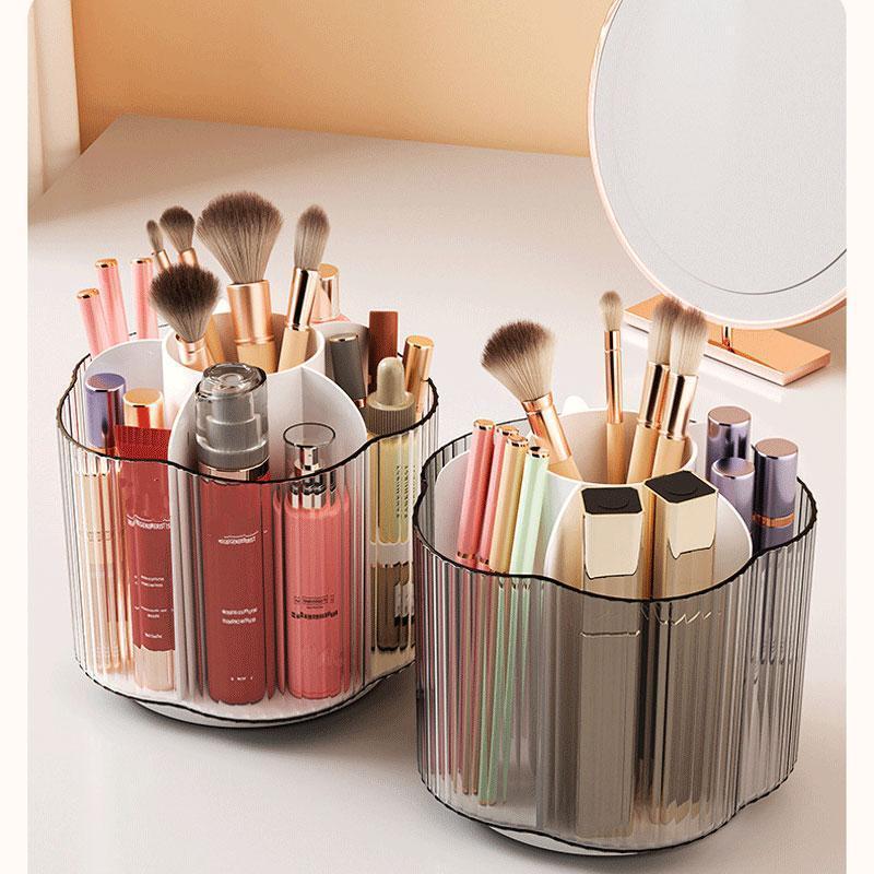 Multi-grid Makeup Brush Holder, Rotatable Modern Cosmetic Brush Lipstick Organizer, Desk Storage Box for Home Dormitory Bathroom Salon