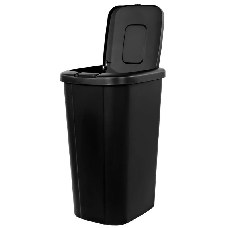 13.3 Gallon Trash Can, Plastic Touch Top Kitchen Trash Can, Black