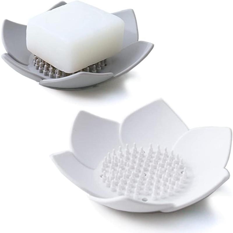 Silicone Soap Dishes with Draining - 2 Pack for Shower, Sink, and Bathtub. Extend Soap Life.