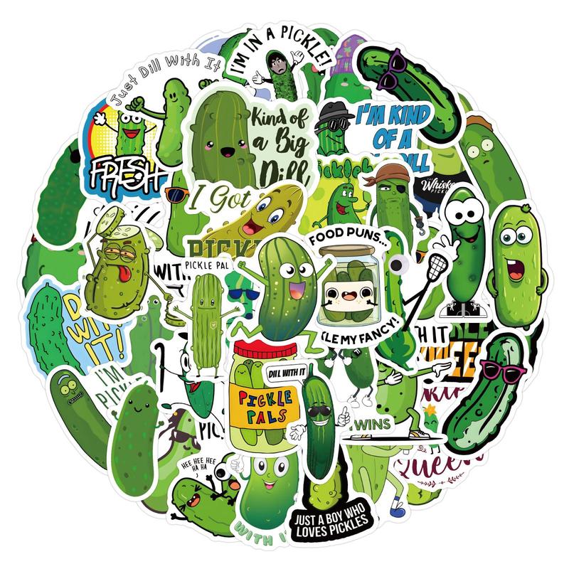 Cartoon Pickle Pattern Sticker, 60pcs set Funny Cartoon Pickle Graffiti Sticker for Christmas Gift, DIY Decoration for Luggage Skateboard Bicycle Water Bottle