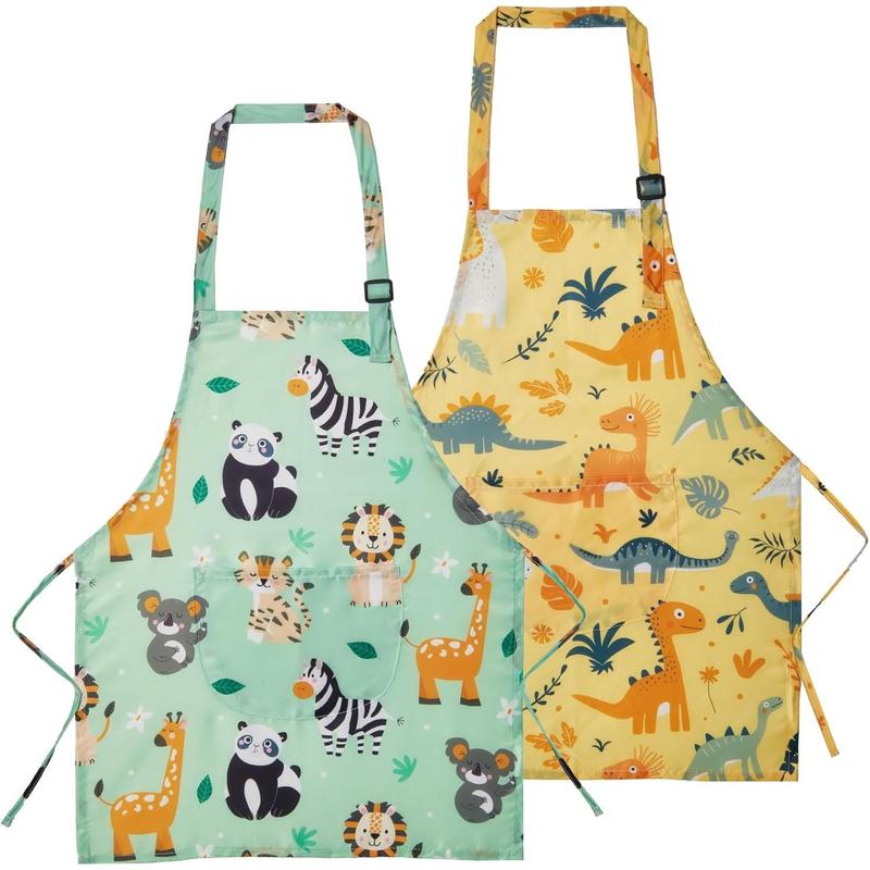 2 Pack  Apron Girls Boys for Cooking, Waterproof Art Apron with Pockets for Painting Cooking Baking