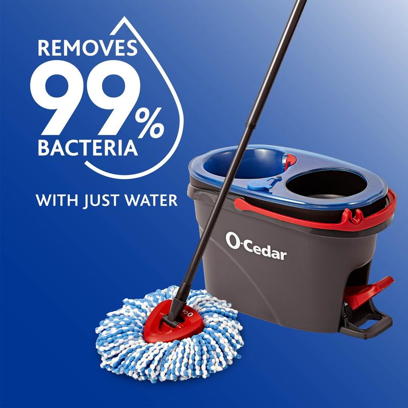 O-Cedar RinseClean Clean Water Spin Mop and Bucket System | Clean with Clean Water | Removes 99% of Bacteria || 1389