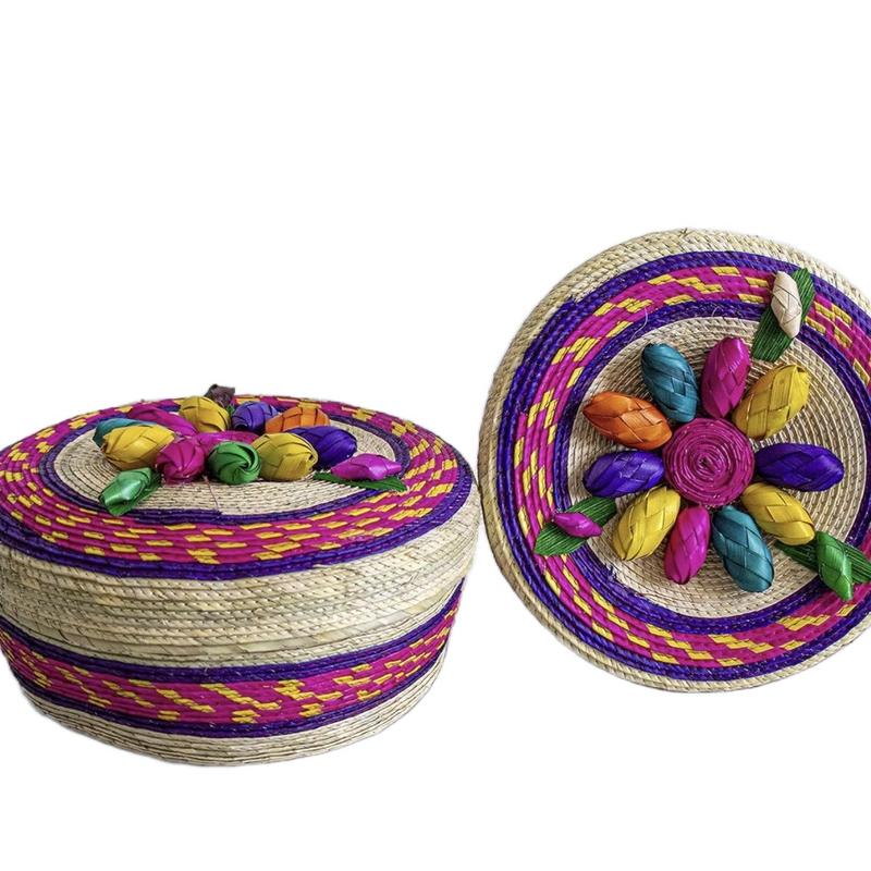 2-Pack Genuine Mexican Handwoven Tortilla Basket, Fiesta Mexican Tortilla Warmer, Tortilla Holder, Tortillero, Palm Straw Baskets Handmade in Mexico, Mexican Bowls