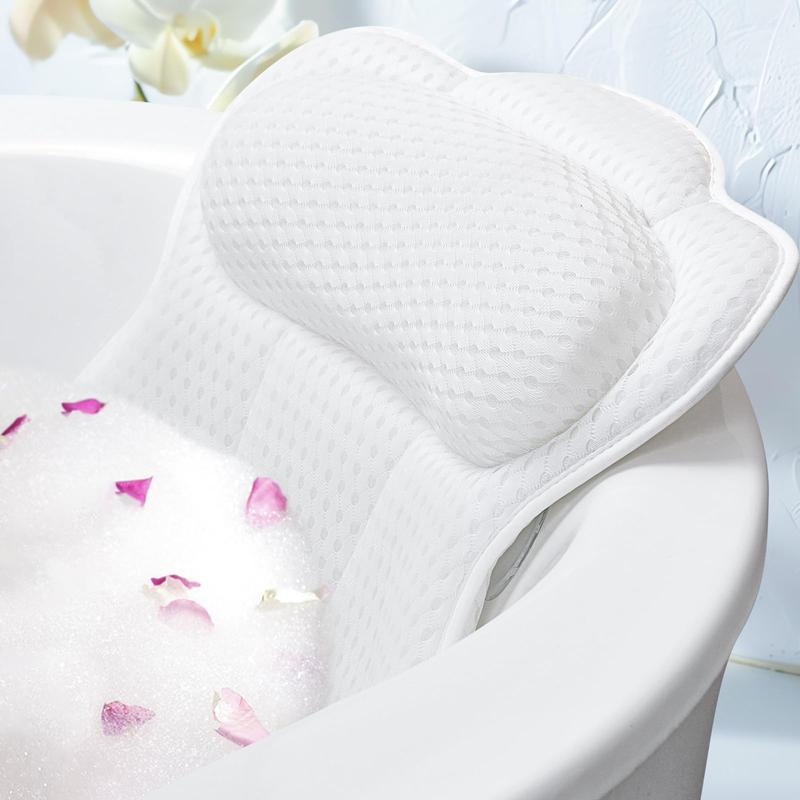 Luxury Bathtub Pillow - Head, Neck, and Back Support, Soft Ergonomic Spa Pillow, Relaxing Headrest for All Tubs, Machine Washable, Ideal Spa Gift