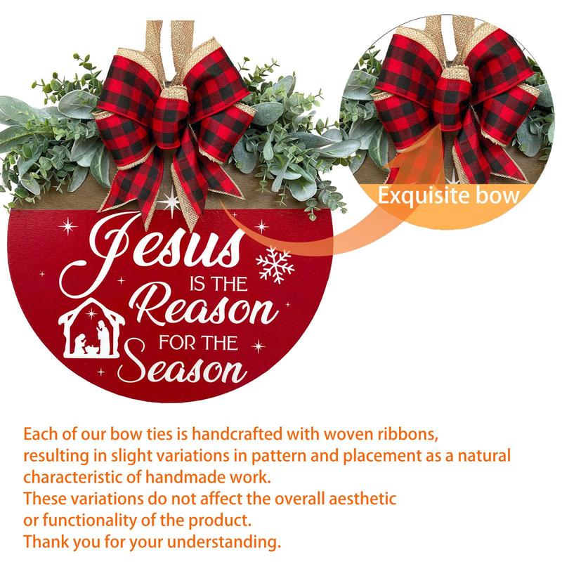 Jesus Is The Reason for The Season Sign, 1 Count Religious Christmas Sign, Front Door Hanging Decorations, Home Decor for Living Room Bedroom