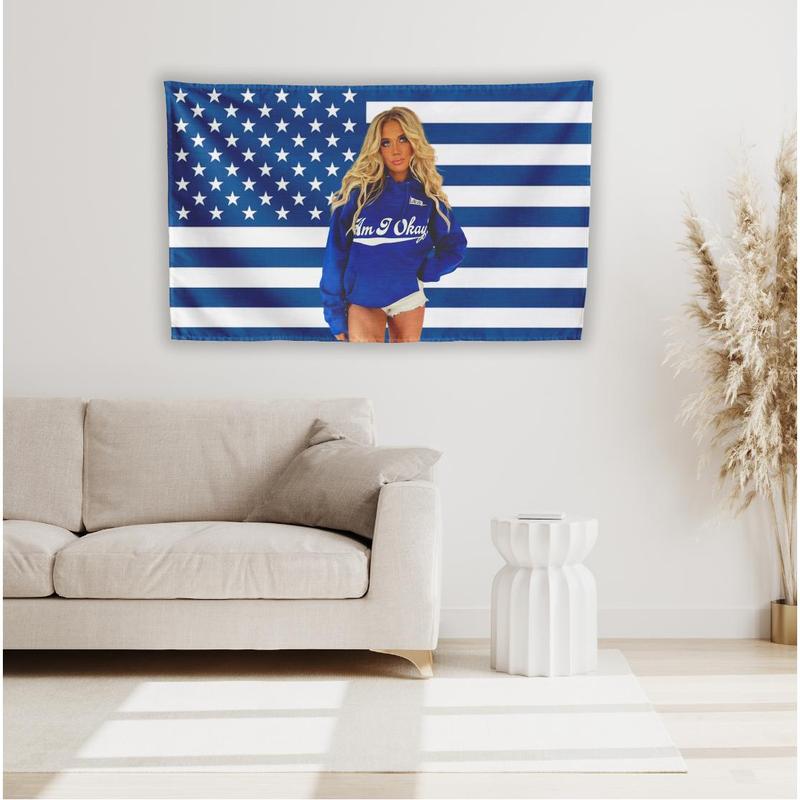 2024 Megan Moroney Music Tour Wall Tapestry – American Flag Decor Inspired by Her Album, Perfect for Room Aesthetic and MusicTour Fans Nature