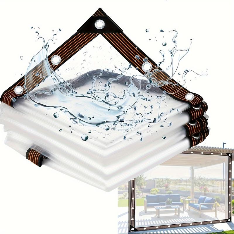 Transparent Waterproof Waterproof Cloth with Sealing Ring-Suitable for Outdoor Rain Cover of Patio, Chicken Coop, Porch Awning and Camping