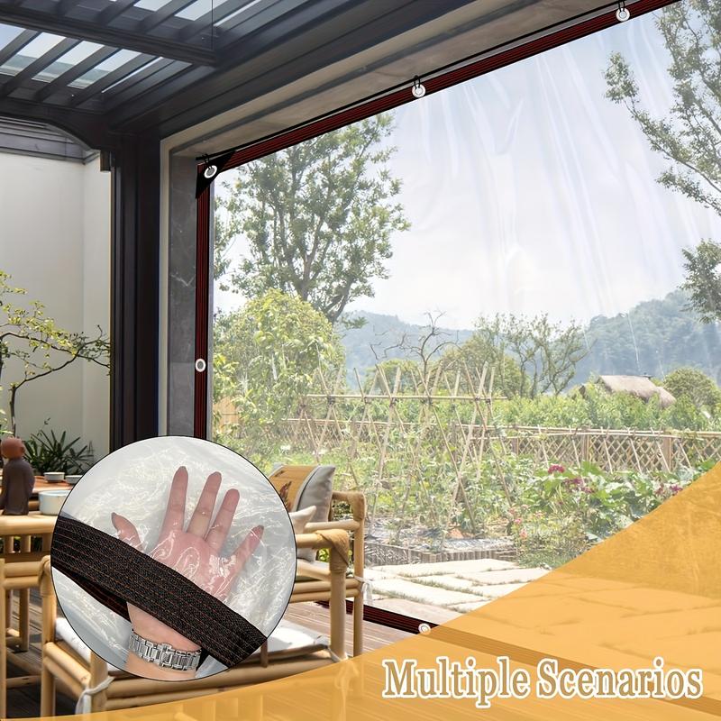 Transparent Waterproof Waterproof Cloth with Sealing Ring-Suitable for Outdoor Rain Cover of Patio, Chicken Coop, Porch Awning and Camping