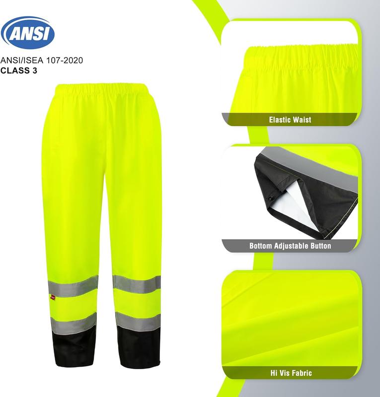 ProtectX Hi Vis Rain Suit for Men Waterproof Class 3 High Visibility Reflective Safety Rain Jacket Pant Set Rain Coat Workwear