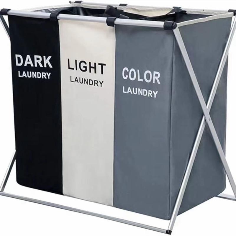 Large 3 Section Laundry Basket180L Freestanding Laundry Hamper,Colapsible Tall Clothes Hamper with Handles for Clothes Tovs in the Dorm & Family Closet Storage and Organizer,Thanksgiving, ChristmasGifts.