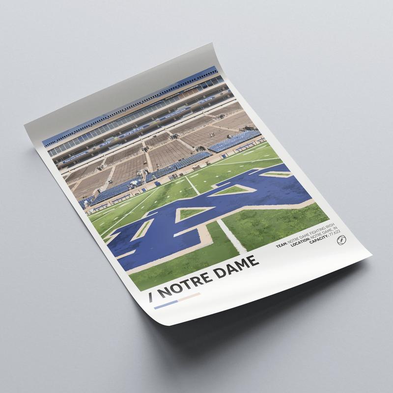 Notre Dame Stadium Poster, Fighting Irish Poster, Dorm Decor, Bedroom Wall Art, Minimalist Sports Poster, Stadium , unframed, Poster Decor