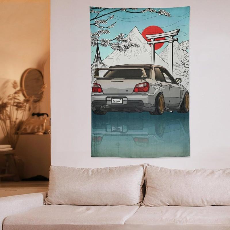 Cloth Peach Skin Velvet 7josnmre Impreza Wrx Jdm Car Art Japan Fuji Temple Sunset Tapestry Wall Hanging Funny Wall Tapestry for Bedroom Living Room Office Classroom Dorm Ceiling Home Wall Decor Art Tapestries 40