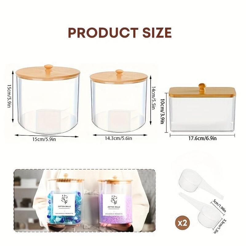 Large Capacity Laundry Room Organization Jar, 2 3 Counts Clear Acrylic Laundry Detergent Container with Scoops & Labels, Laundry Jars for Powder Dryer Balls Scent Boosters