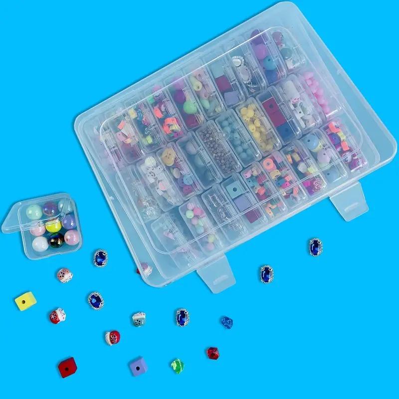 Multi-grids Clear Storage Box Set, 15pcs Mini Transparent Storage Box with 1 Storage Case, Portable Storage Organizer for Hair Jewelry Necklace Ring, Home Organizer