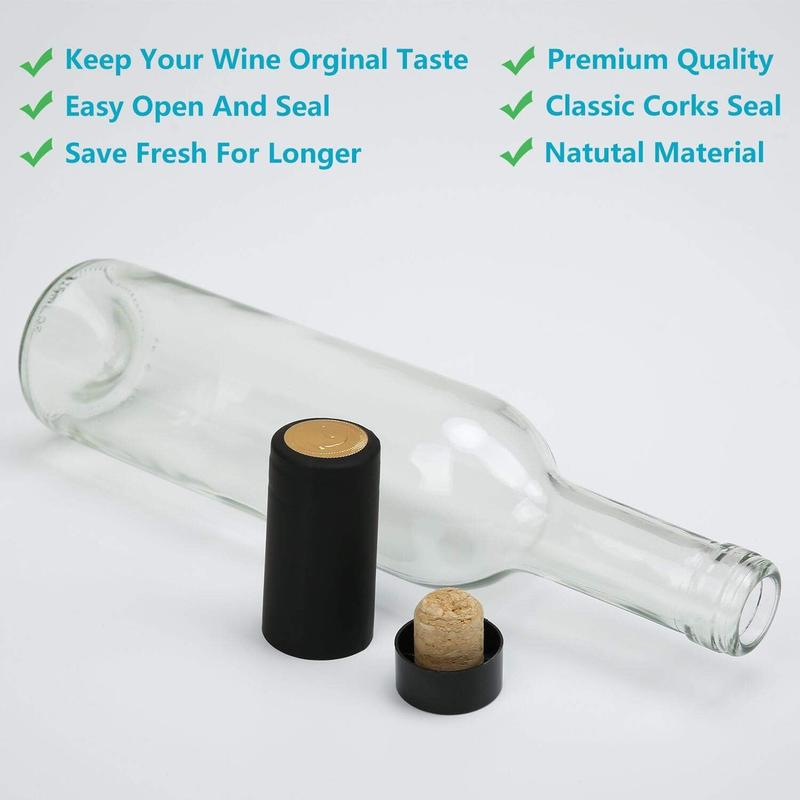 12 oz Glass Bottles With Cork Lids,Home Brewing Bottles Juicing Bottles With Caps Shrink Capsules,Clear Beveage Bottles For Sparkling Wine,Kefir,Food Storage,Leak Proof,Dishware Safe,12Pack