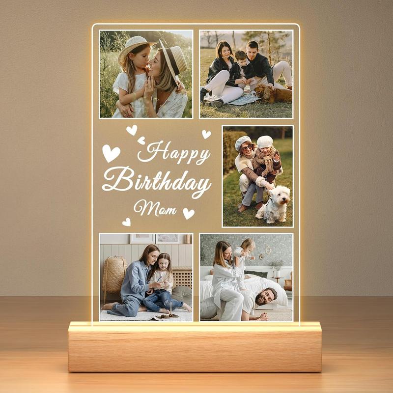 Personalized Christmas Birthday Gifts for Mom from Daughter and Son, Custom Picture Frames with Night Light, Custom Mom Photo Frame, Personalized Photo Gifts for Mom, Baby, Kid, Family