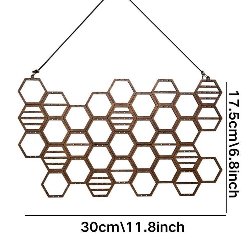 Wooden Honeycomb Design Jewelry Storage Rack, 1 Count Vintage Earring Display Rack, Jewelry Organizer for Earrings & Necklace, Gifts for Girlfriend