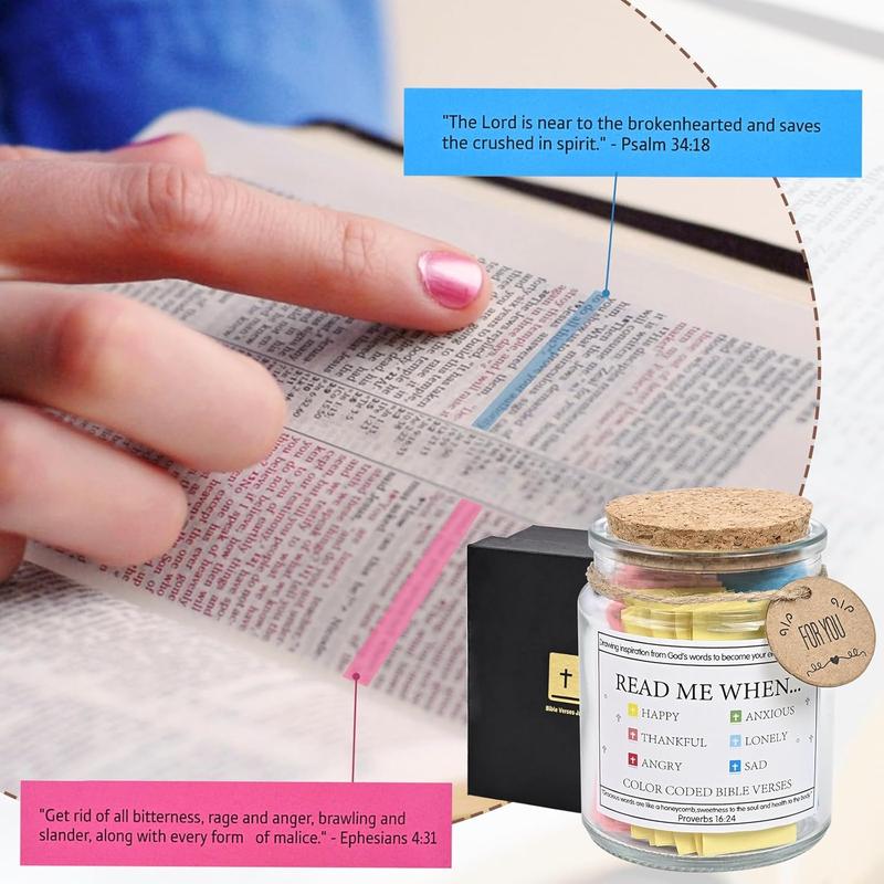 2 count Bible Verses in a Jar, Read Me When Bible Verses Jar for Emotions and Feelings,Glass the Hope Jar Bible Verses with Colored Bible Verse,Christian Gifts Church Biblical Faith Based Gift