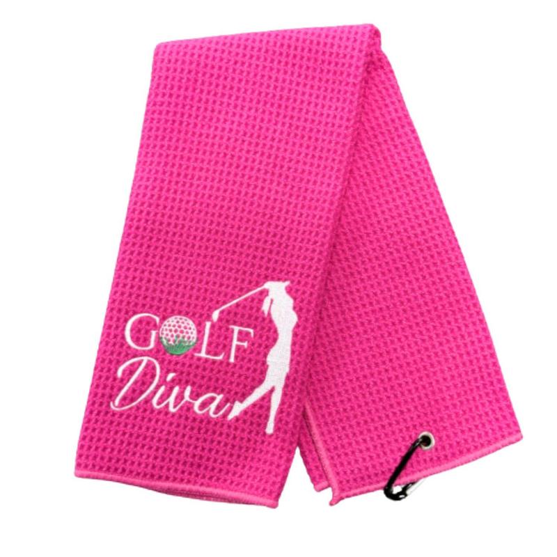 Golf Club Pattern Golf Towel, Soft Breathable Golf Towel with Buckle, Funny Golf Towel for Men & Women, Embroidered Golf Towels with Clip for Golf Bags