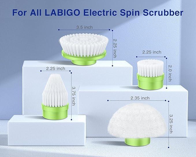 LABIGO Spin Scrubber Power Cleaning Brush Head 4 Pack, Replaceable Brush Heads for Bathroom Floor, Glass, Silicone, Gift Tool Wheel