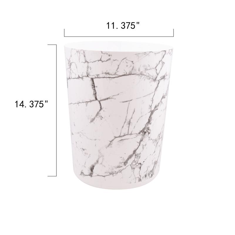 (2 pack) Mainstays 5 Gallon Trash Can, Plastic Office Trash Can, White Marble