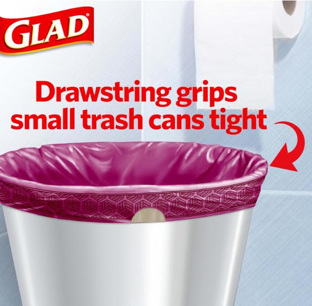 Glad Trash Bags, OdorShield Small Drawstring Garbage Bags, 4 Gallon Trash Bag, Febreze Cherry Blossom, 34 Count (Package May Vary)