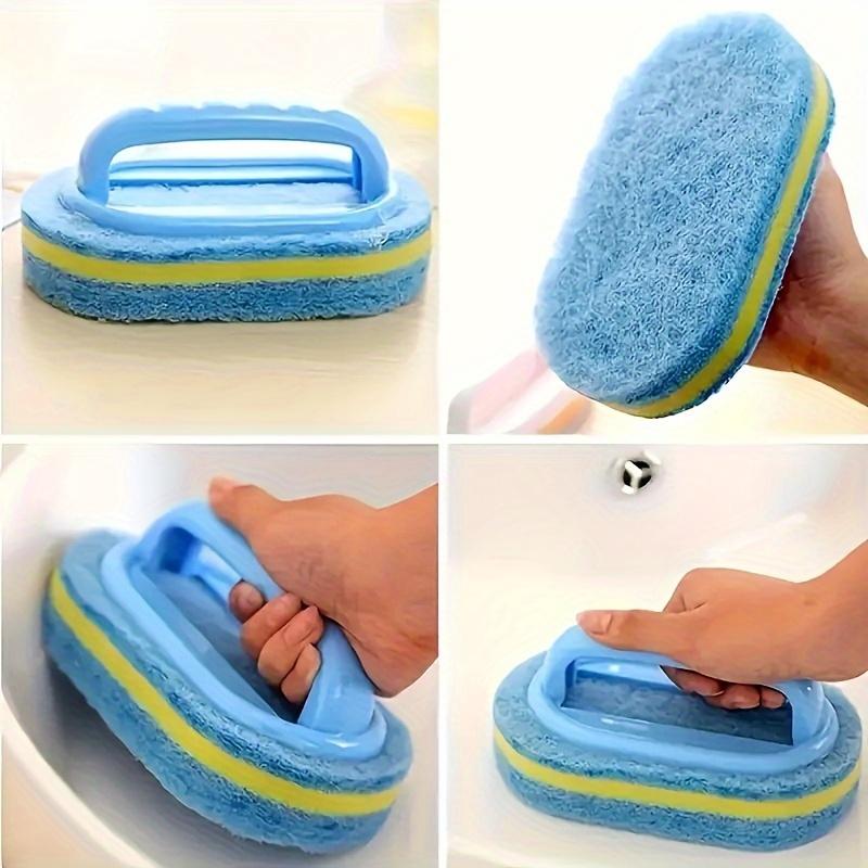 Deluxe Bathroom & Kitchen Scrubbing Powerhouse - Ergonomic Handle, Durable Cleaning Sponge, Pot Brush, Tile Scrubber, Dishwashing Sponge Brush, Wall & Toilet Cleaner - Power Decontamination, Easy Cleaning Supplies