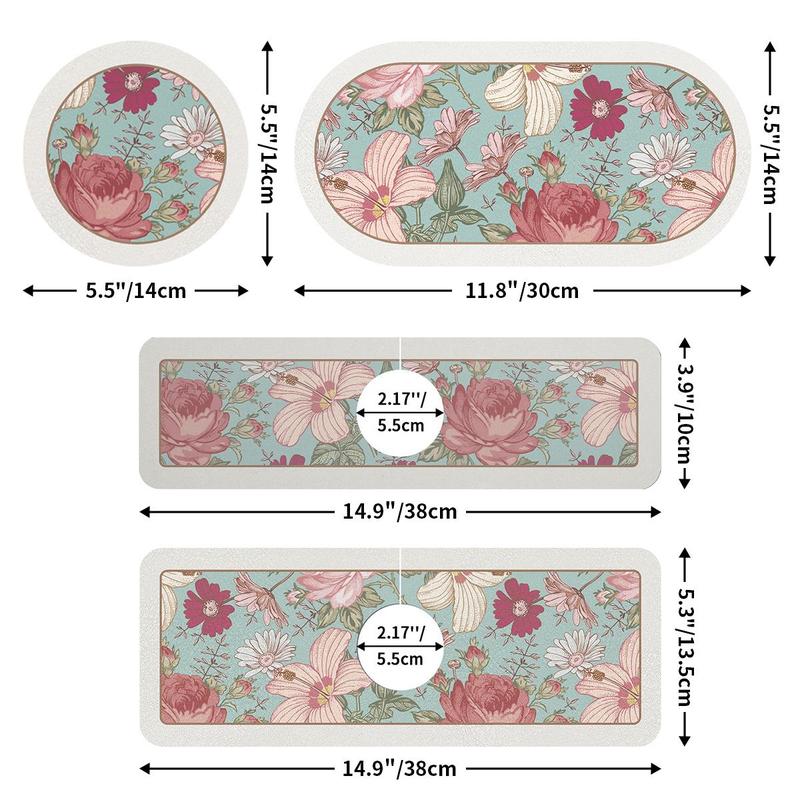 Rose Pattern Sink Mat, Non-slip Kitchen Sink Splash Proof Mat, Kitchen Sink Drip Mat, Bathroom Sink Mat, Countertop Drying Mat for Kitchen Bathroom