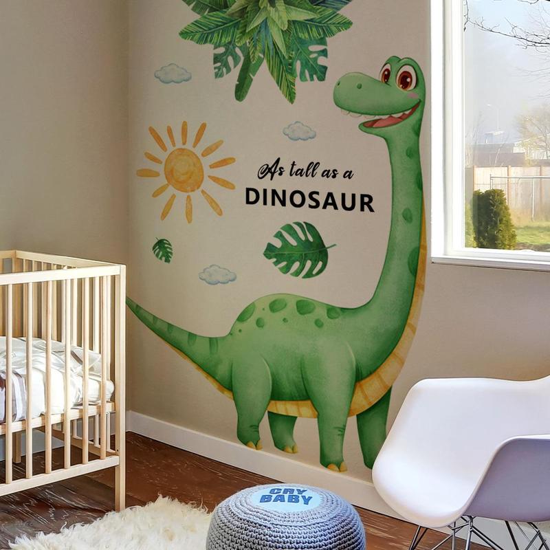 Cartoon Dinosaur & Sun & Plant Pattern Wall Sticker, 1 Set Creative Wall Decal, Wall Art Decorative Sticker for Home Bedroom Living Room