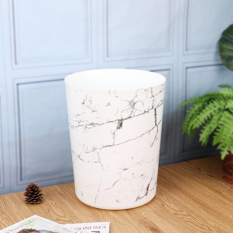 (2 pack) Mainstays 5 Gallon Trash Can, Plastic Office Trash Can, White Marble