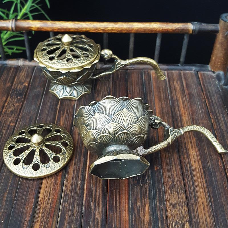 Vintage Lotus Design Incense Burner, 1 Count Incense Burner Ornament, Home Decor for Living Room Bedroom, Room Decor, Home Supplies