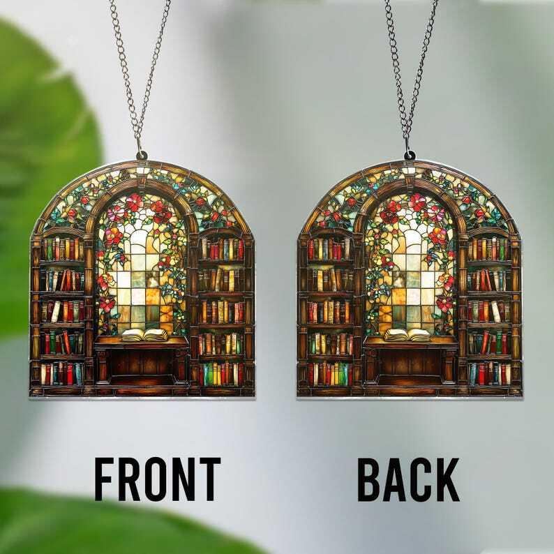 Library Acrylic Window Hanging, Book Lover Gift, Bookish Home Decor, Gift For Book Lover, Librarian Gift, Wall Hanging, Bookish Gifts