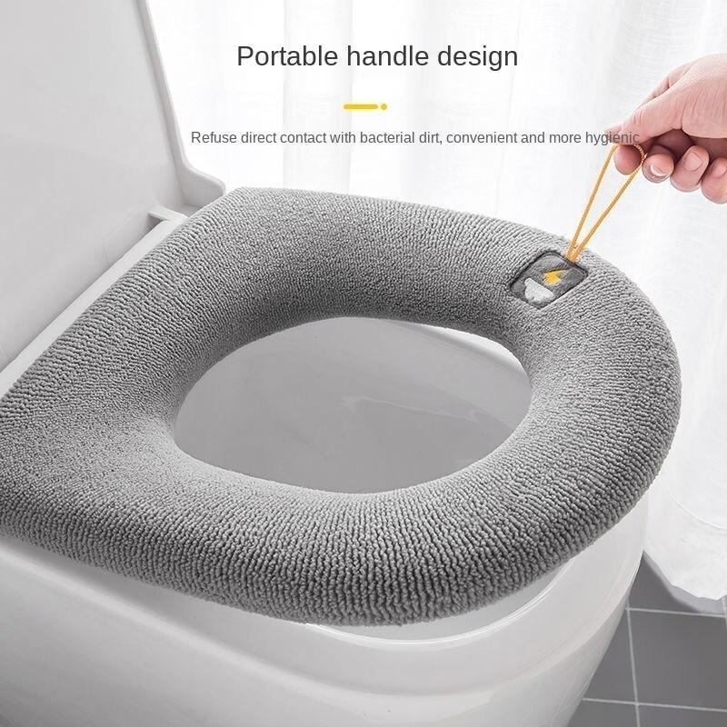 Thickened Warm Toilet Seat Cover, 1 Count Washable Toilet Seat Cushion, Non-slip Bathroom Accessories For Home & Dormitory